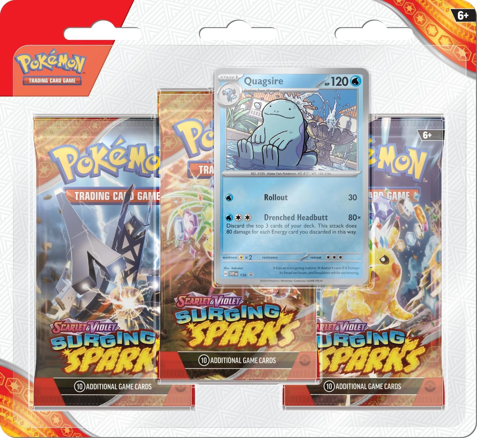 Pre-Order: Scarlet & Violet: Surging Sparks - 3 Pack Blisters (Quagsire)